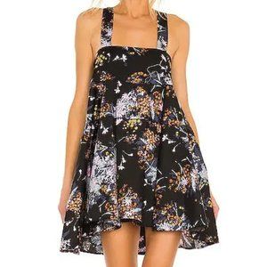 Free People | Let the Sunshine In | Empire Mini Dress | Tie-Back | Black Floral
